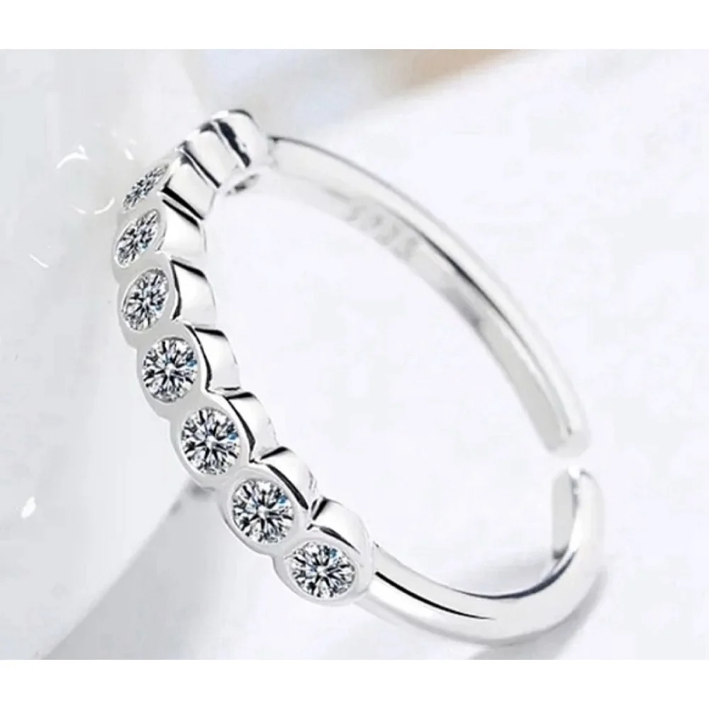 NEW Girls Kids‎ White Gold Plated S925 Adjustable Band Ring